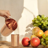 Pure Copper Jug with Lid  and Two Glass